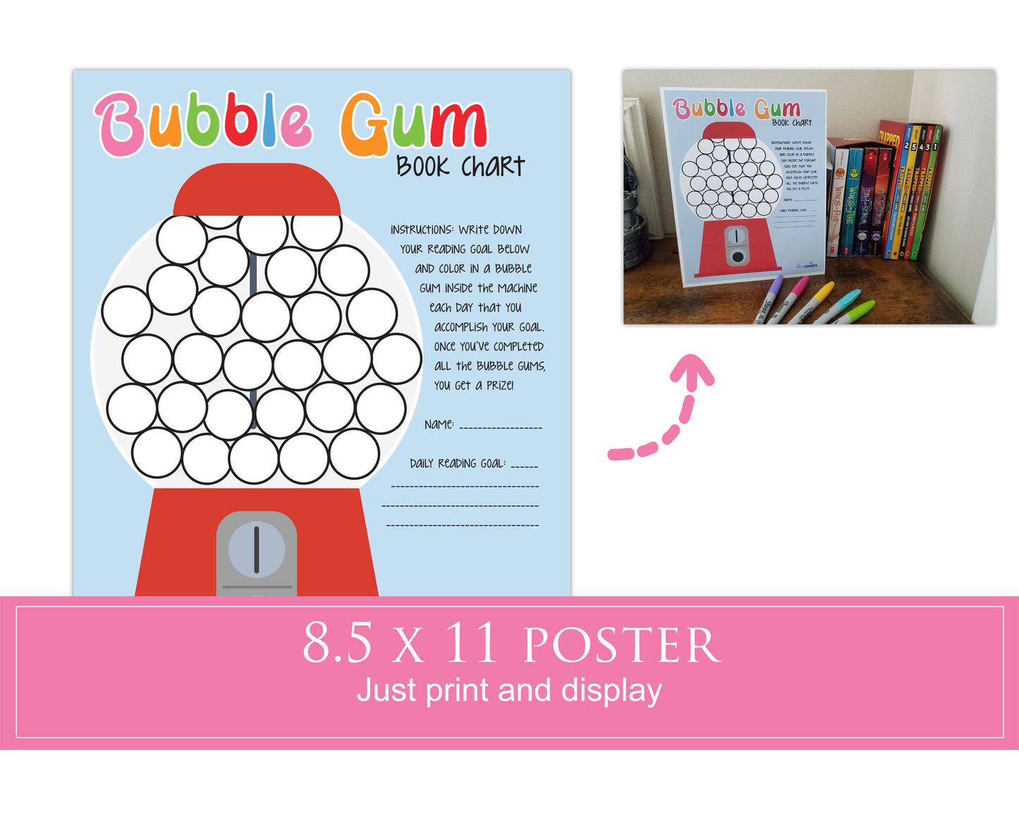 Bubble Gum Kids Reading Chart