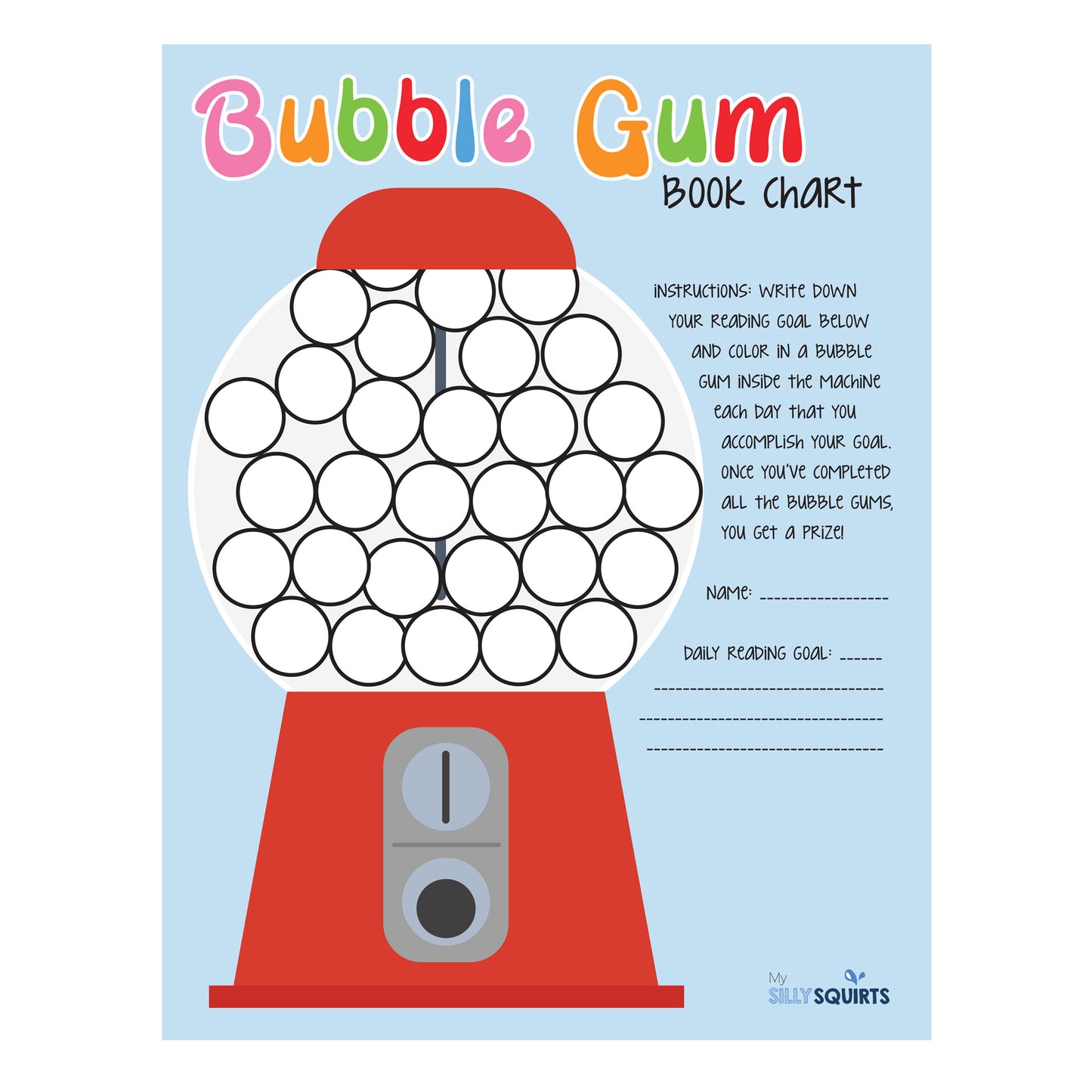 Bubble Gum Kids Reading Chart