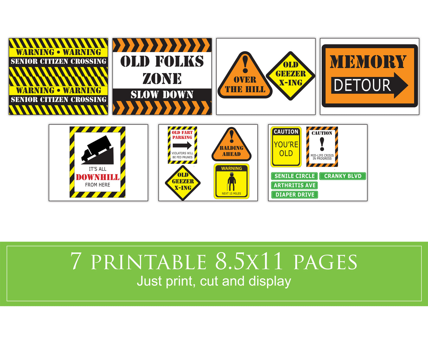 Over the Hill printables