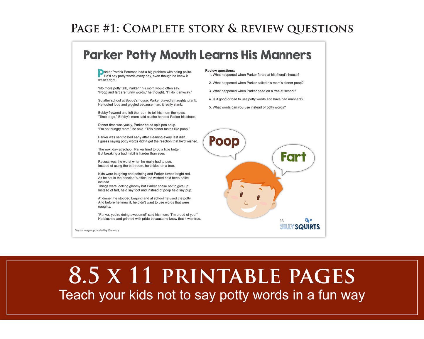 Parker Potty Mouth - a printable story about manners