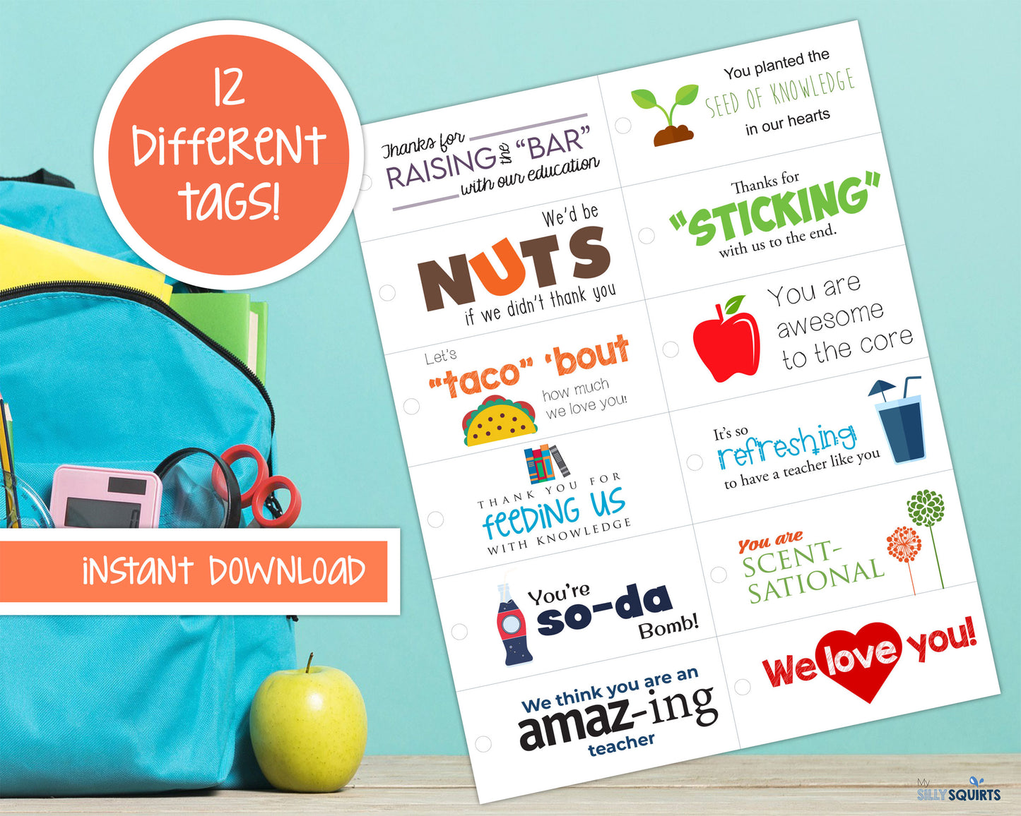 Teacher Appreciation Thank You Gift Tags