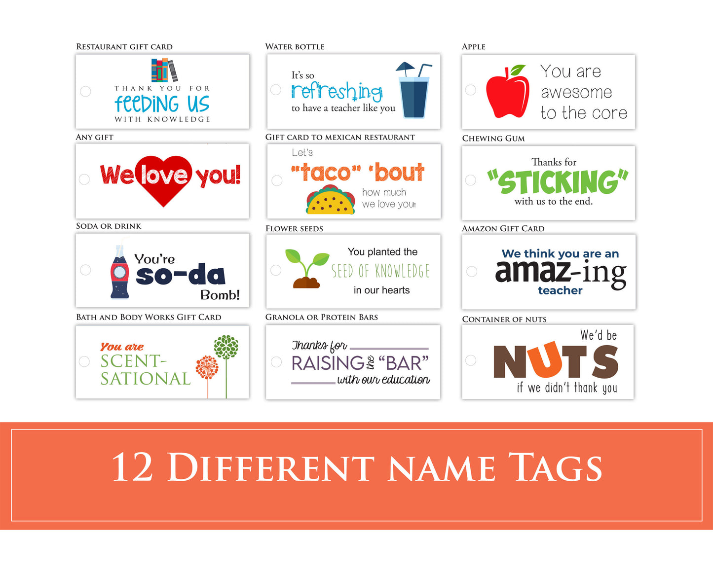 Teacher Appreciation Thank You Gift Tags