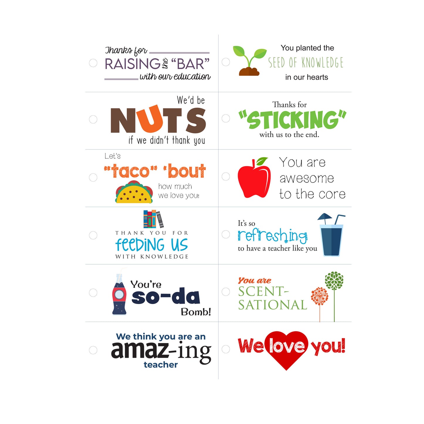 Teacher Appreciation Thank You Gift Tags
