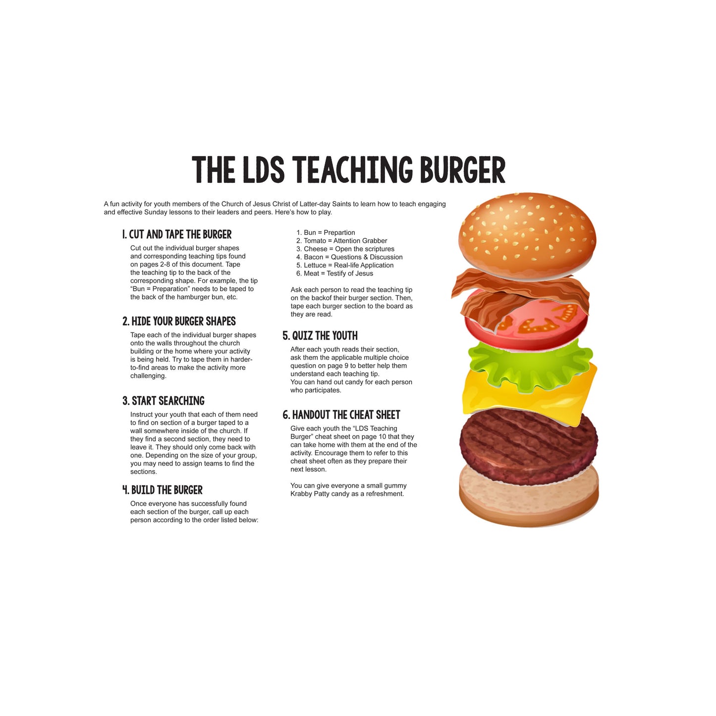 The Teaching Burger - LDS Youth Teaching Activity