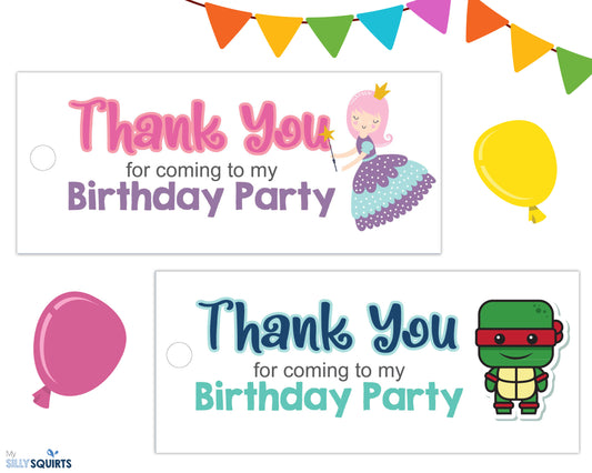 Birthday Party Thank You Tag