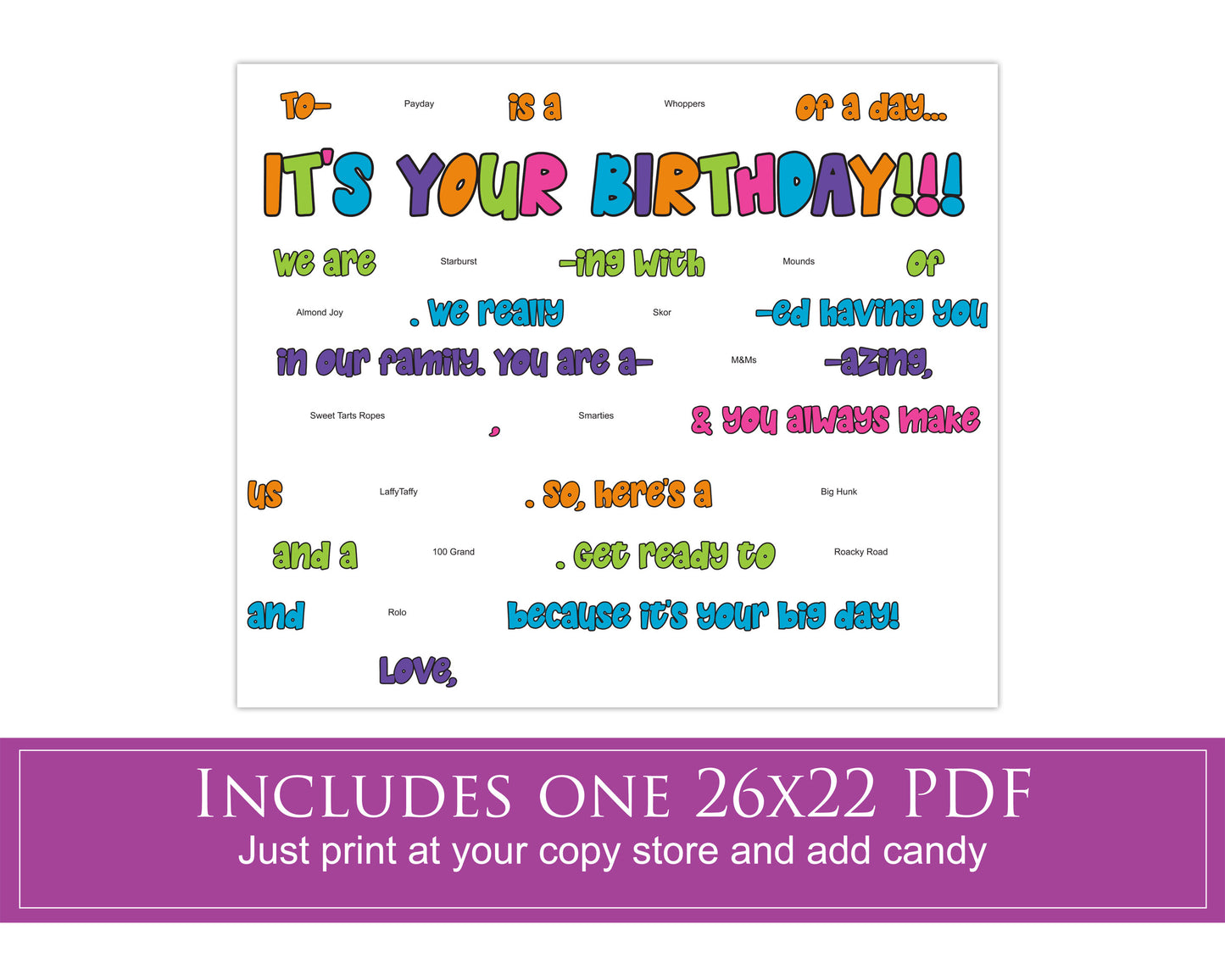Birthday Candy Bar Poster