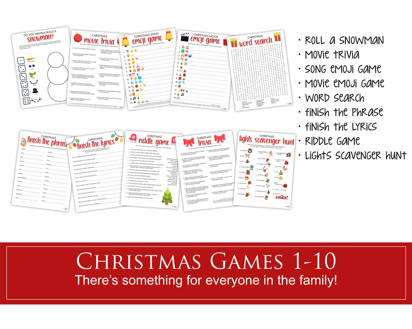 Christmas game activity bundle