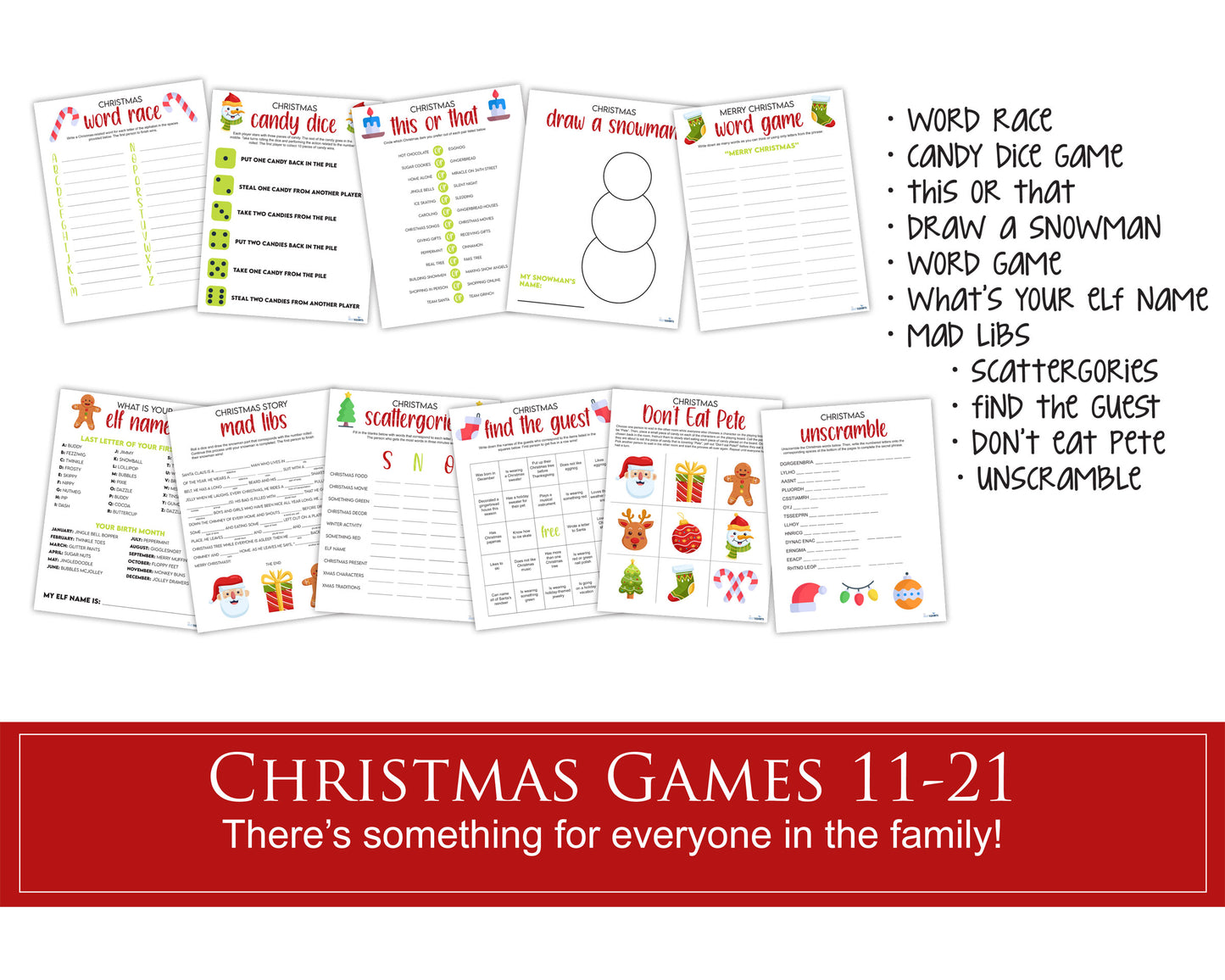 Christmas game activity bundle