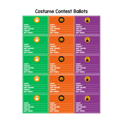 Halloween Costume Contest Awards and Voting Ballots