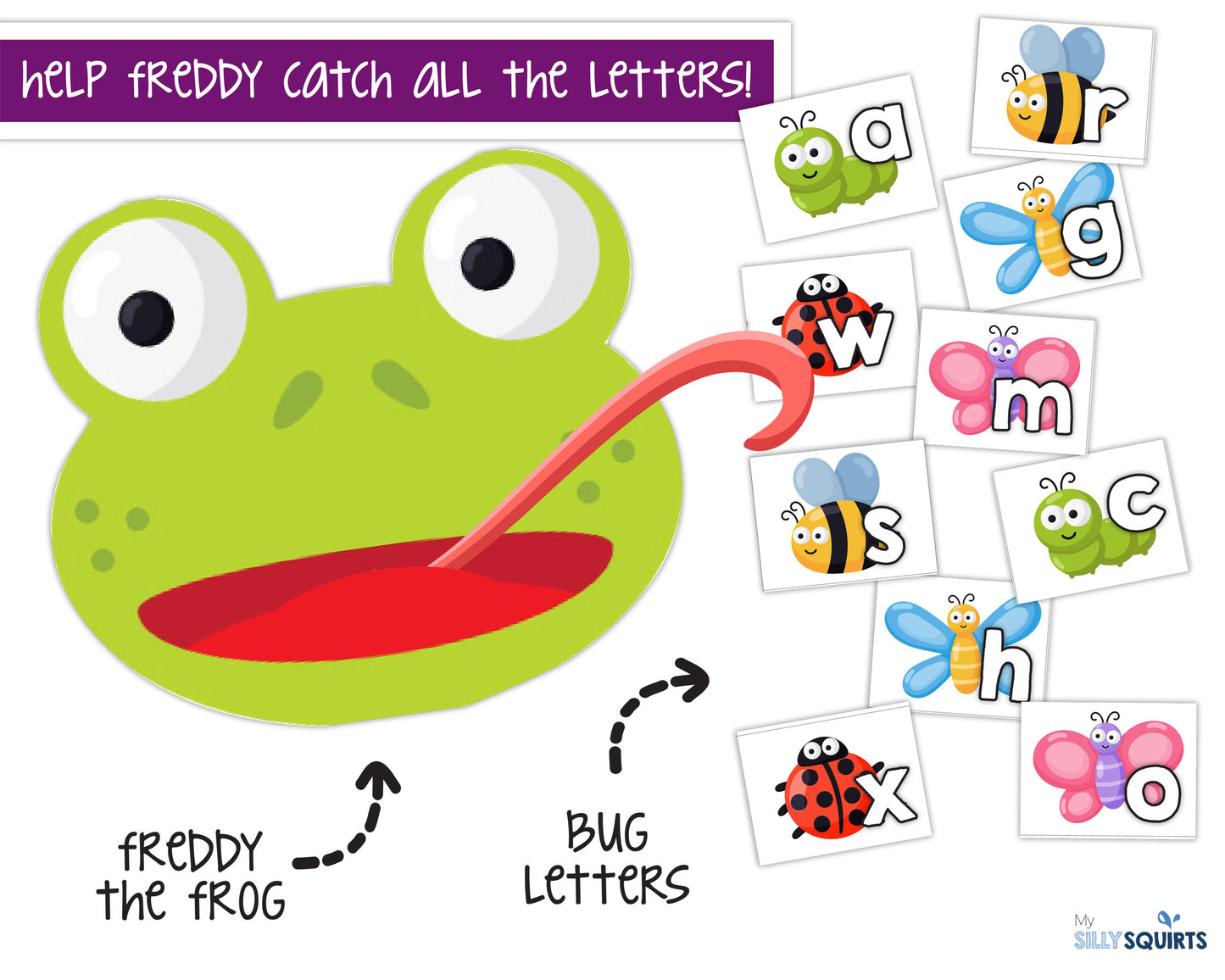 Freddy the Frog alphabet letter game printable