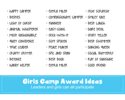 LDS Girls Camp Printable Award