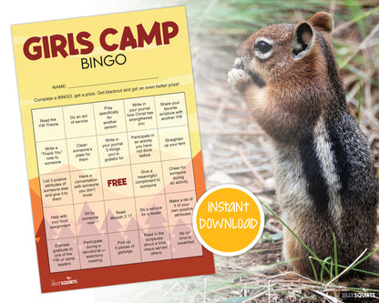 LDS Girls Camp Bingo