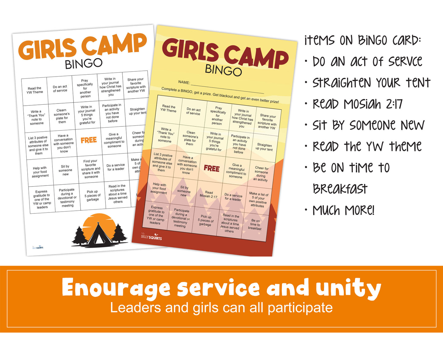 LDS Girls Camp Bingo