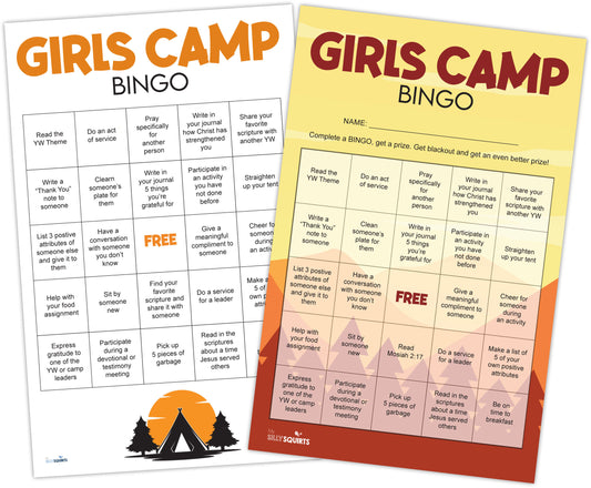 LDS Girls Camp Bingo
