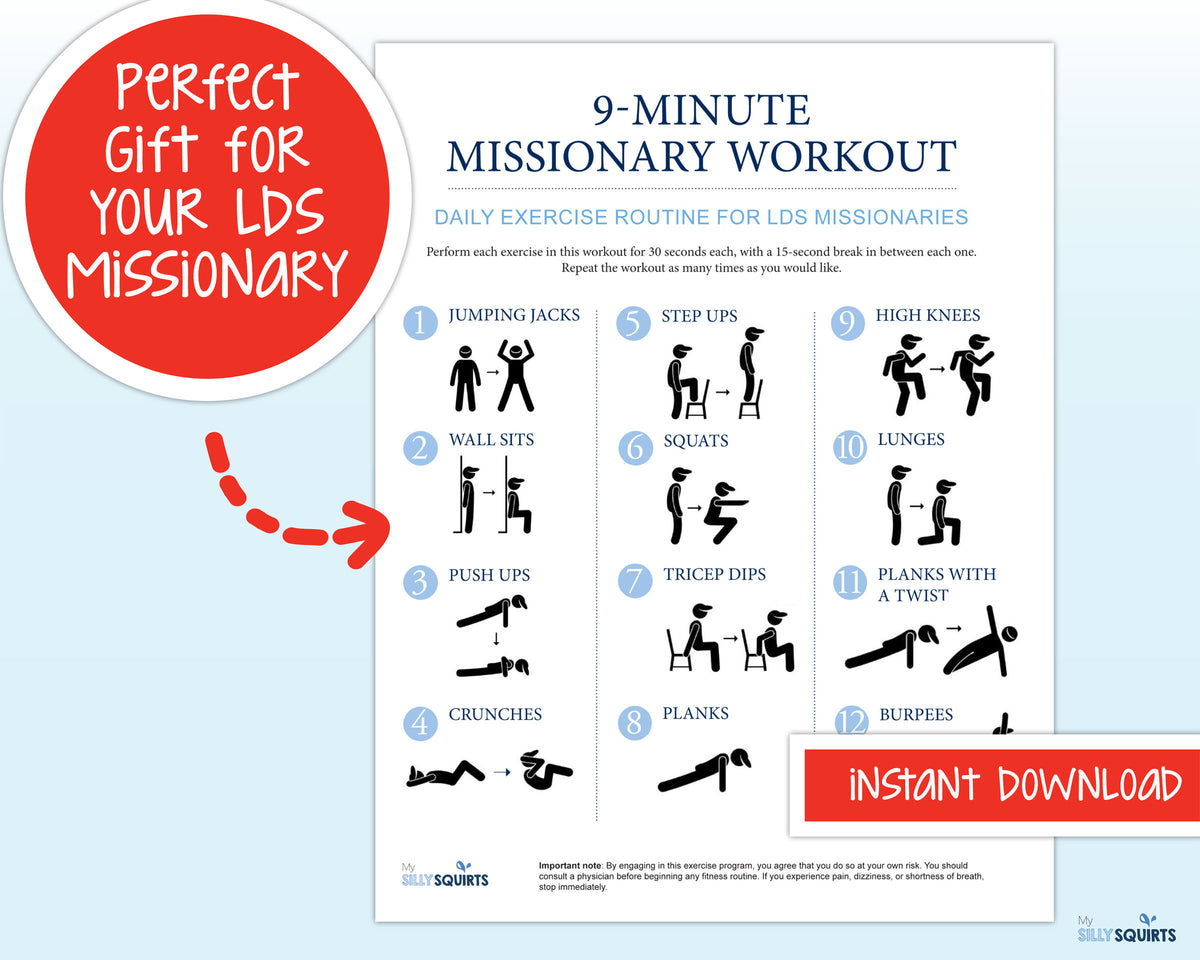 9-minute LDS Missionary Workout Poster