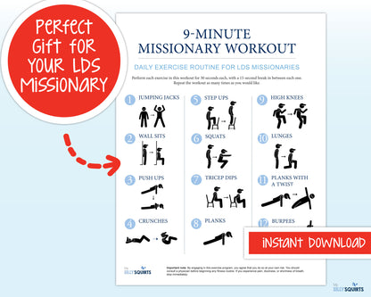 9-minute LDS Missionary Workout Poster