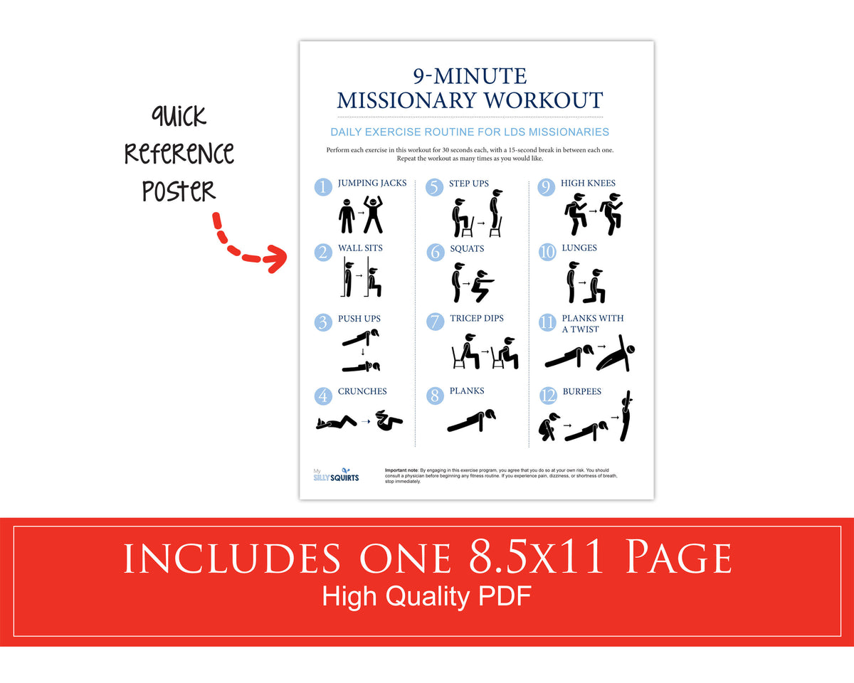 9-minute LDS Missionary Workout Poster