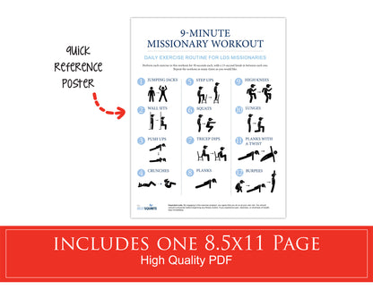 9-minute LDS Missionary Workout Poster