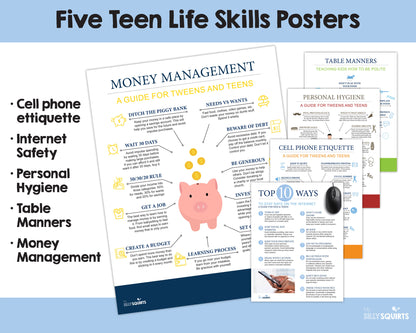 Five teen life skills posters
