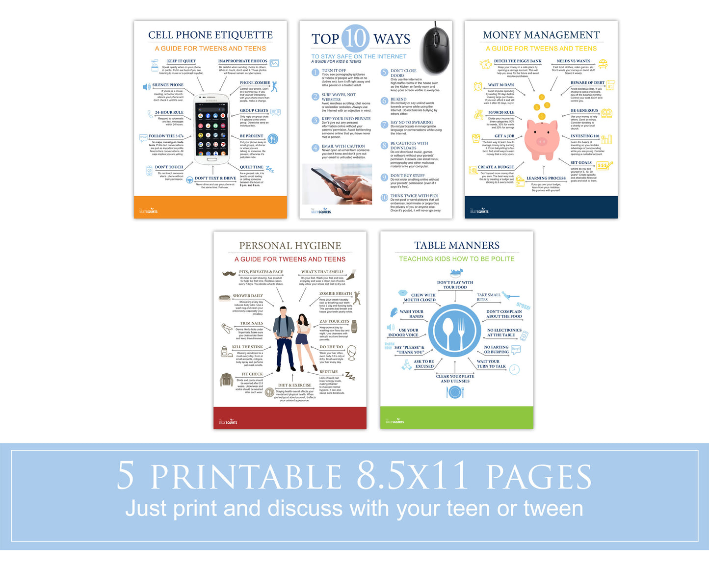 Five teen life skills posters