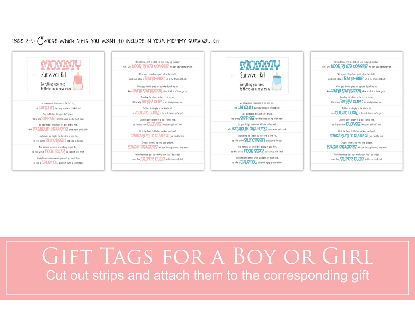 Mommy Survival Kit Gift Tags