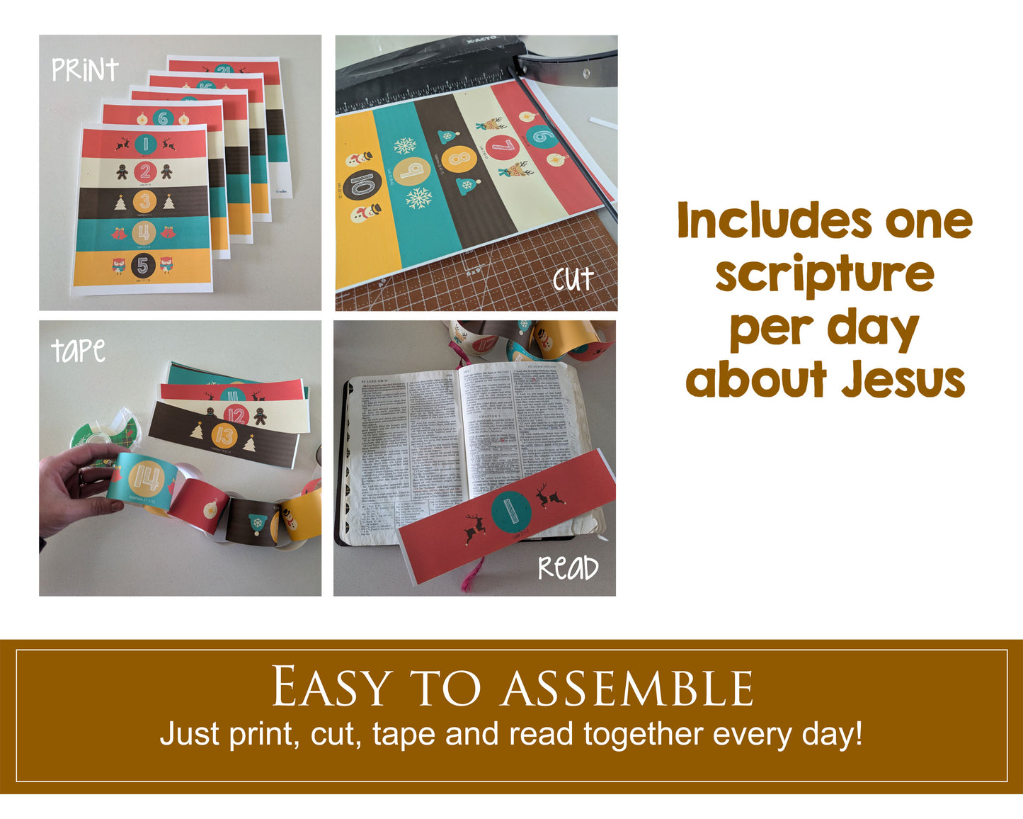 LDS Christmas paper chain countdown with scriptures