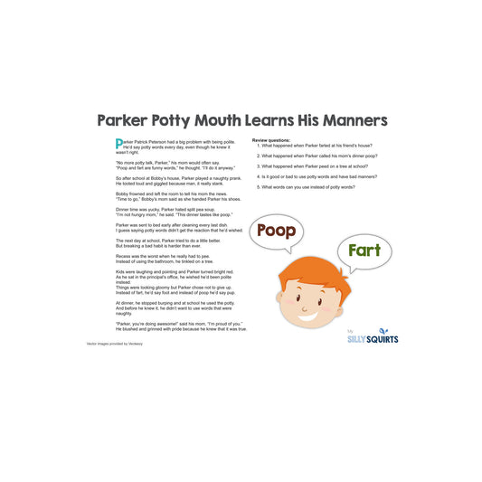 Parker Potty Mouth - a printable story about manners