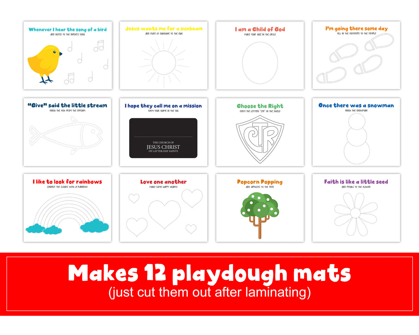 LDS Primary Song Playdough Mats