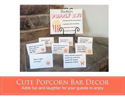 Popcorn bar poster and signs