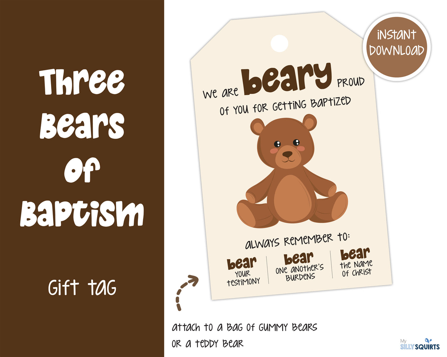 Three Bears of Baptism Gift Tag