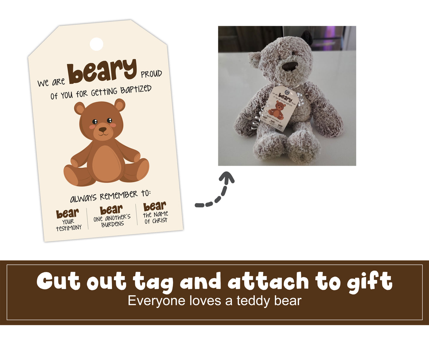 Three Bears of Baptism Gift Tag